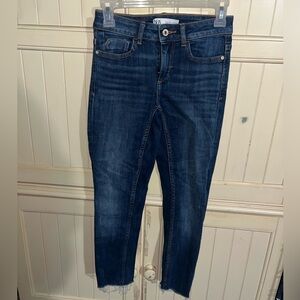 Zara Skinny Raw Hem Ankle Jeans
